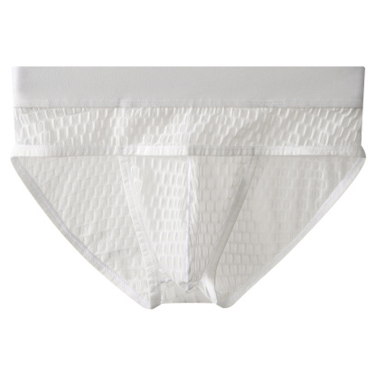 跨境男士三角蕾丝内裤冰丝青年中腰三角裤男透明调情成人三角裤衩