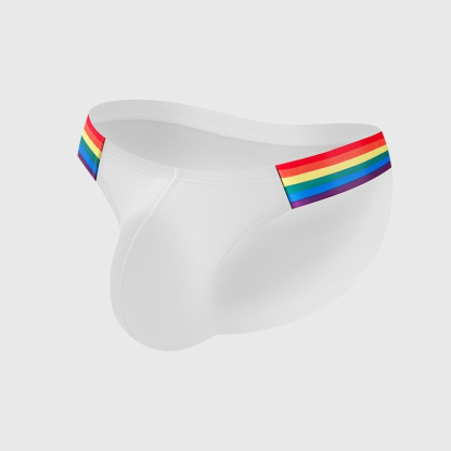 【透氣純棉系列】舒仕新款純棉彩虹性感高叉男士三角內褲