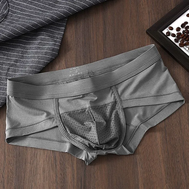 【超强散熱款】清爽透氣莫代爾冰絲細網孔囊袋男士小平角内褲