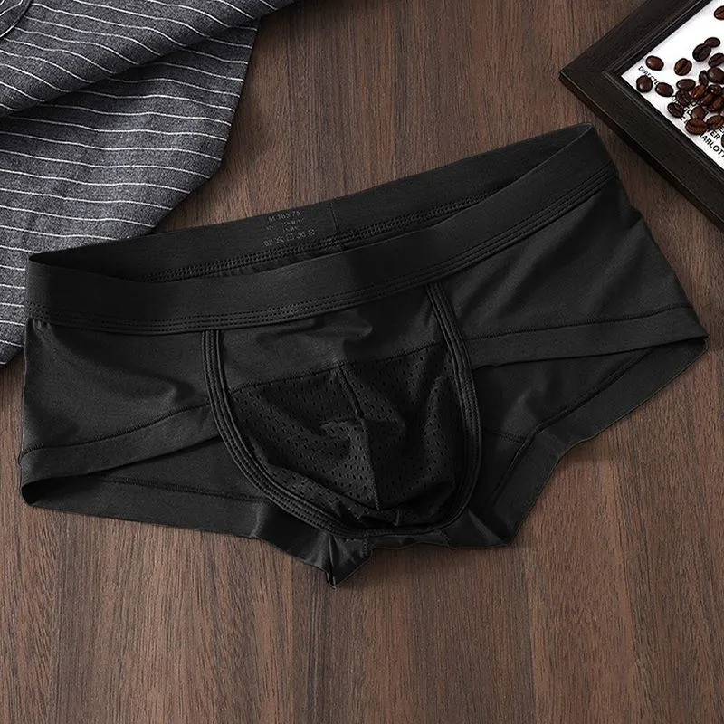 【超强散熱款】清爽透氣莫代爾冰絲細網孔囊袋男士小平角内褲