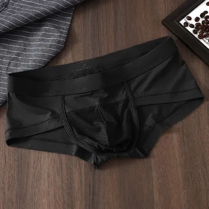 【超强散熱款】清爽透氣莫代爾冰絲細網孔囊袋男士小平角内褲