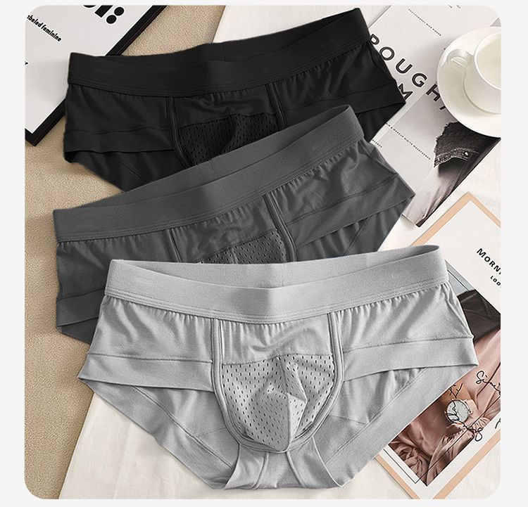 【超强散熱款】清爽透氣莫代爾冰絲細網孔囊袋男士小平角内褲