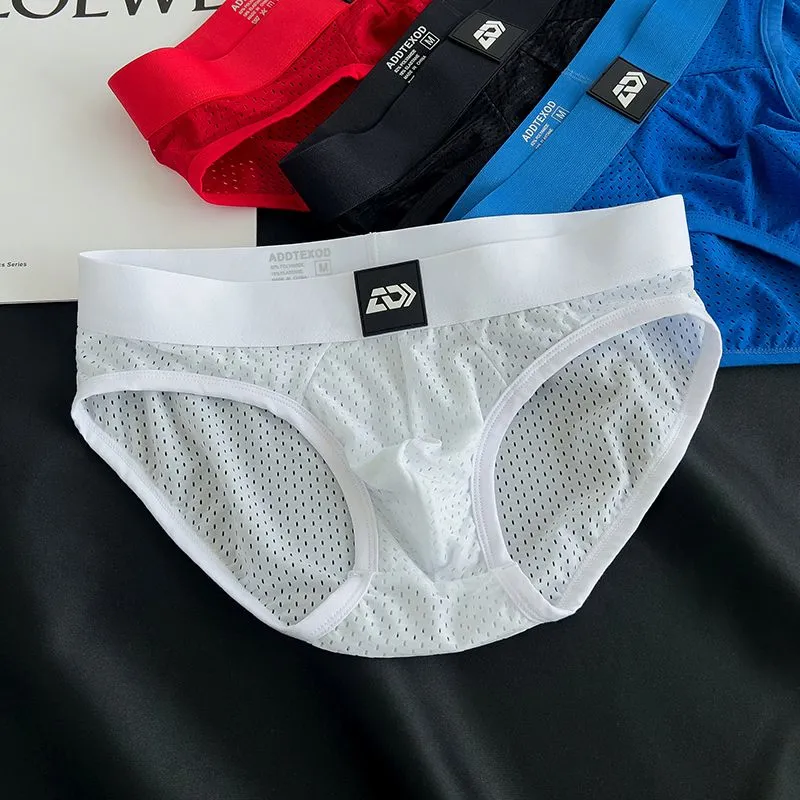 【冰絲網孔】純色透氣排汗低腰男士三角內褲