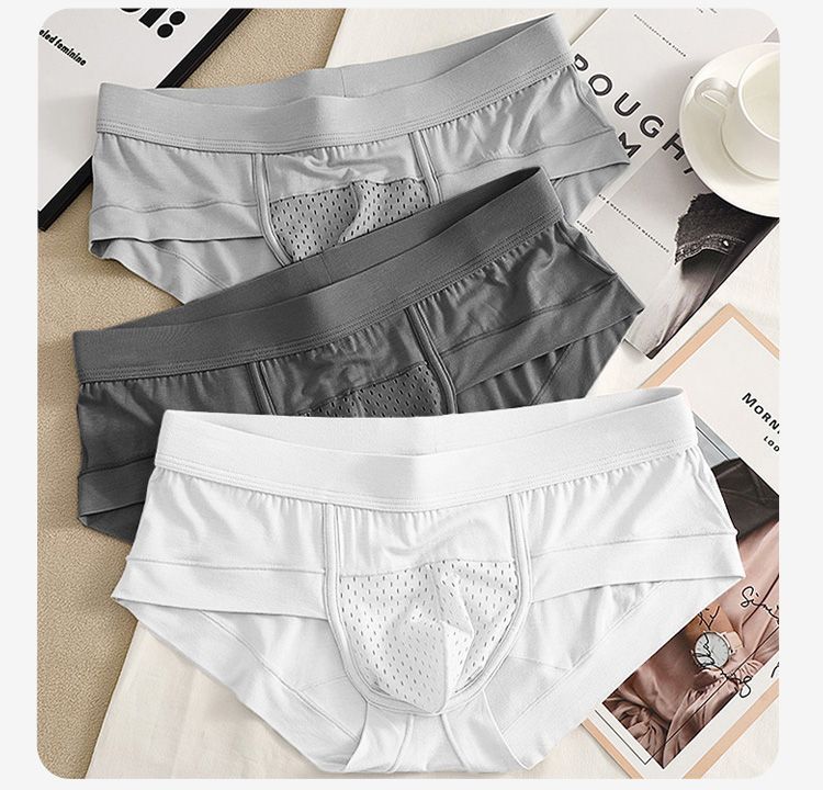 【超强散熱款】清爽透氣莫代爾冰絲細網孔囊袋男士小平角内褲