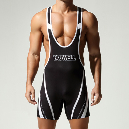【多功能運動背心】撞色連體男士背心游泳鯊魚褲瑜伽健身騎行服