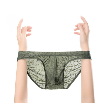【冰感素肌紗】超薄冰絲透氣抑菌蕾絲性感男士三角内褲