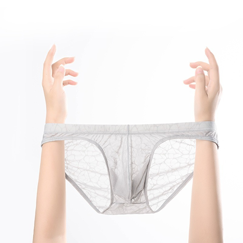 【冰感素肌紗】超薄冰絲透氣抑菌蕾絲性感男士三角内褲