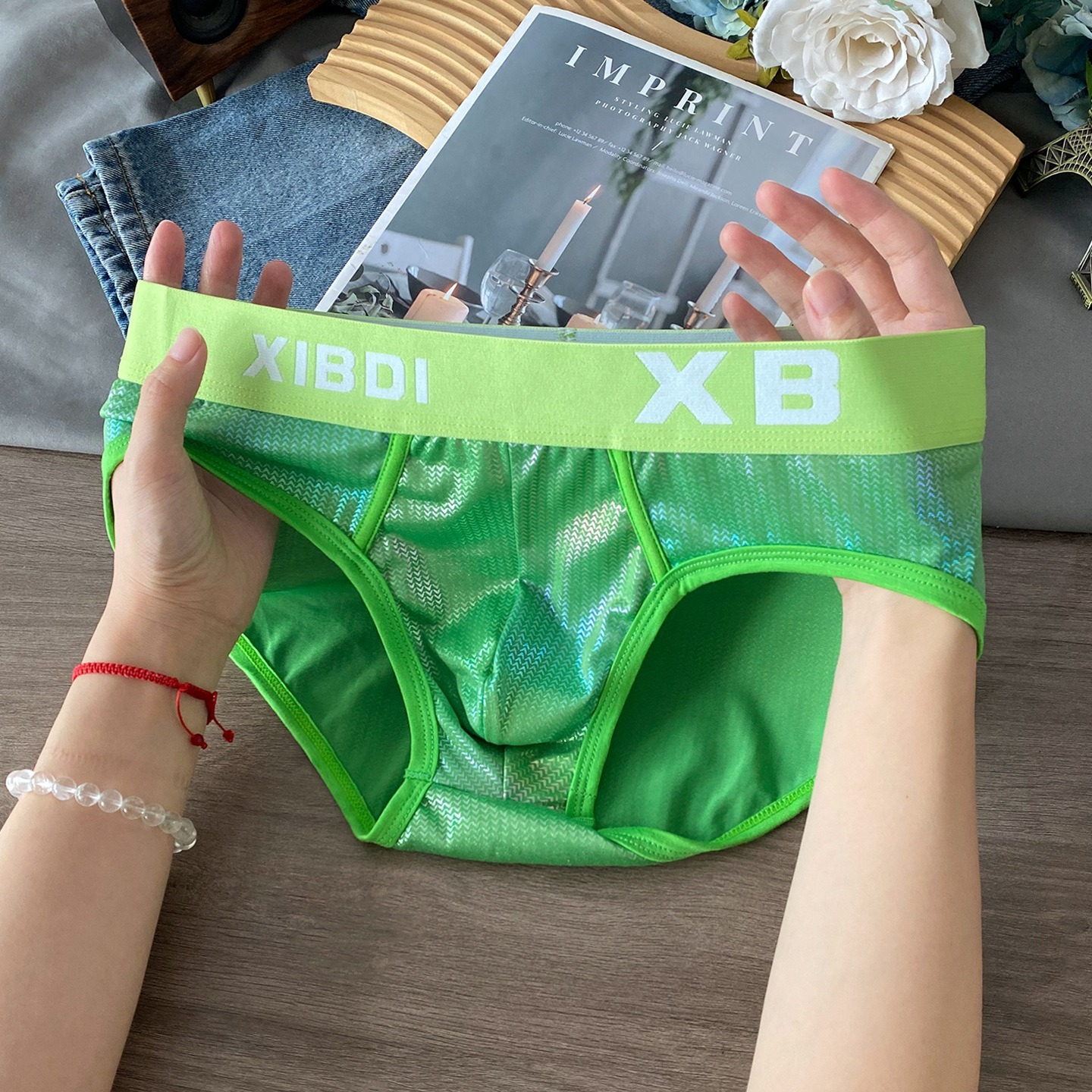 【派對魅力焦點】透氣網感帥氣高彈腰帶男士三角褲