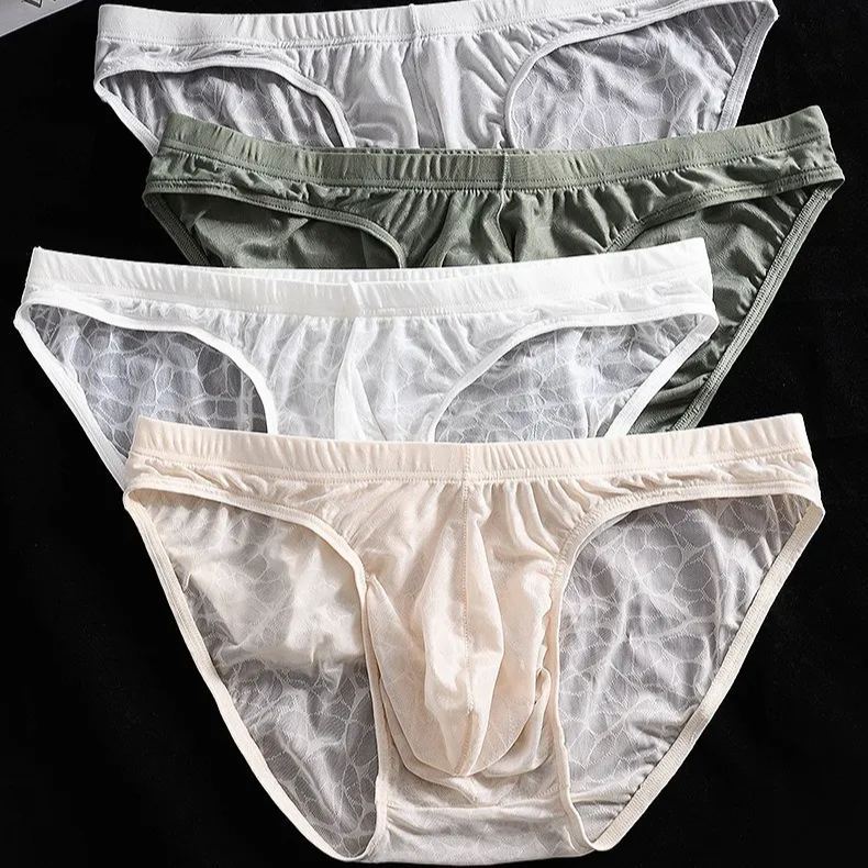 【冰感素肌紗】超薄冰絲透氣抑菌蕾絲性感男士三角内褲