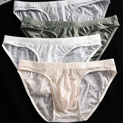 【冰感素肌紗】超薄冰絲透氣抑菌蕾絲性感男士三角内褲