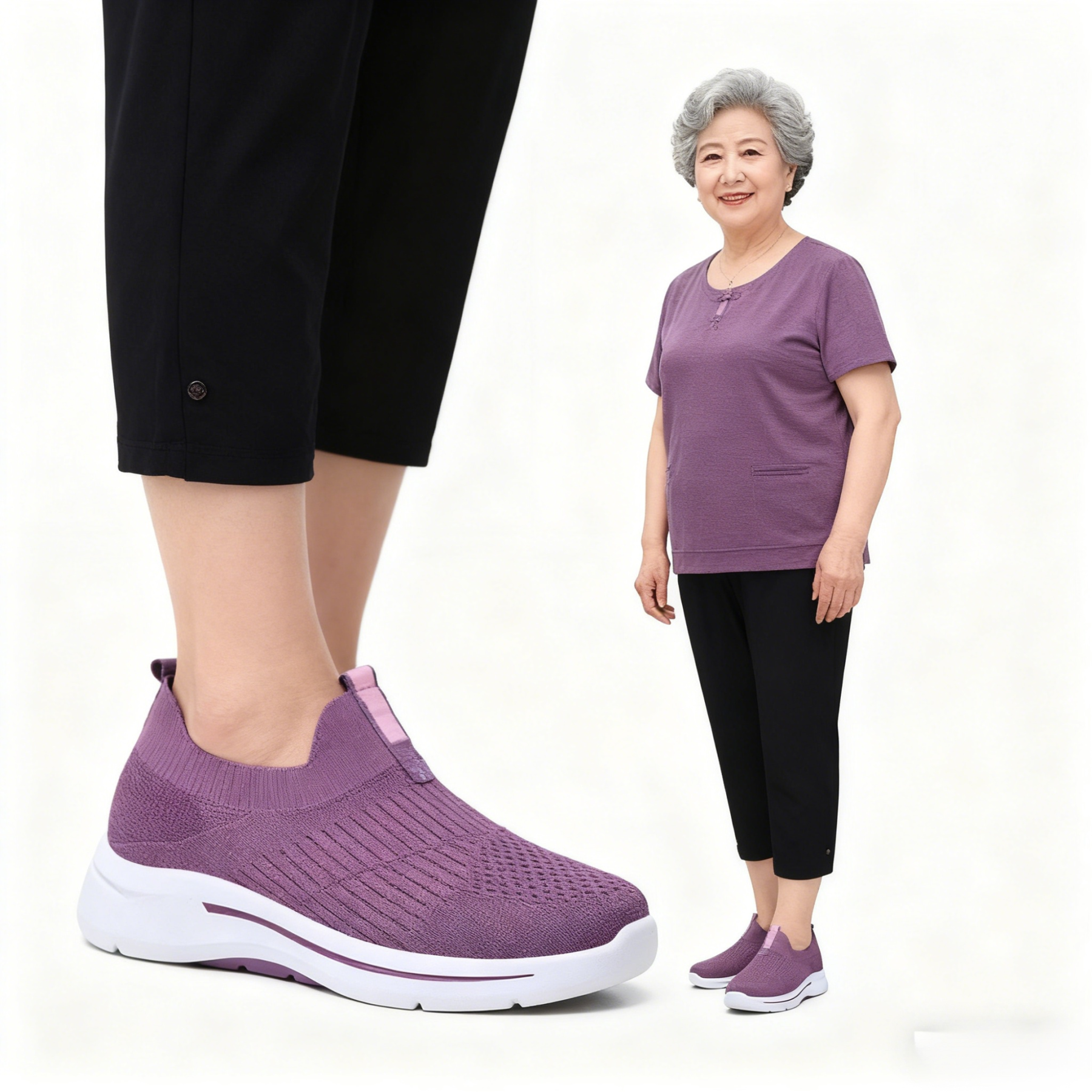 【ออกแบบมาเป็นพิเศษสำหรับวัยกลางคนและผู้สูงอายุ】รองเท้าลำลองแฟชั่นระบายอากาศ