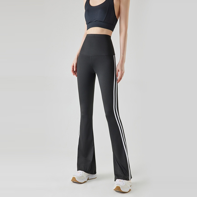 【🔥ล้ำเทรนด์ ไซต์กระชับพลิ้ว】กางเกงเลกกิ้งทรงขากระดิ่งลายทาง