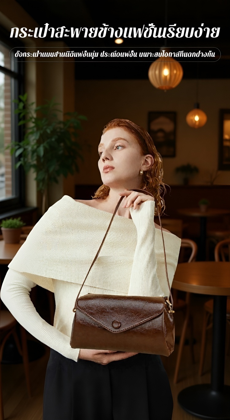 【ทันสมัย ใส่ได้ทุกโอกาส】กระเป๋าสะพายข้างแฟชั่นเรียบง่าย