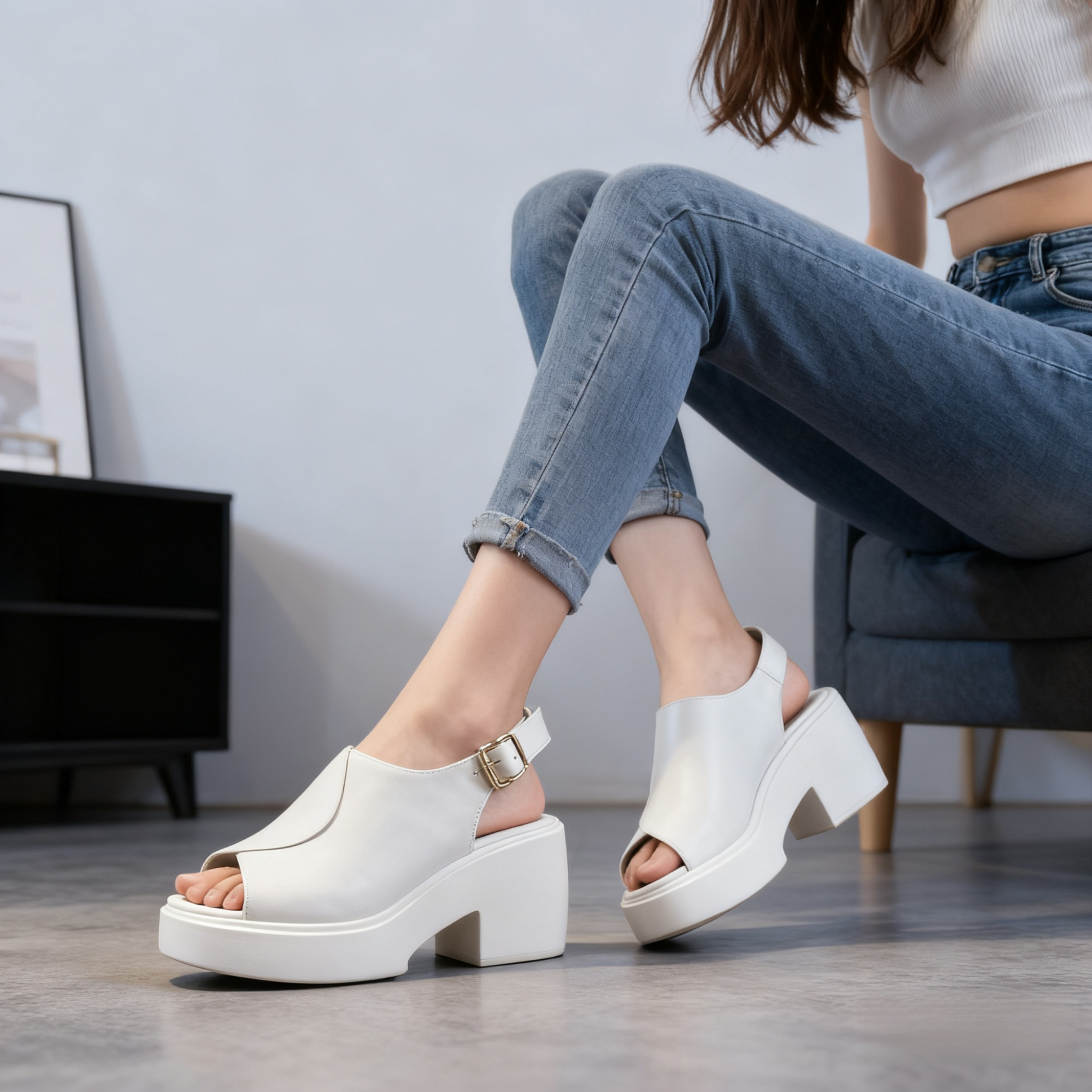 【👠❤️บรรลุ ขายาว ได้อย่างง่ายดาย】รองเท้าแตะปากปลาพื้นหนานุ่มสบาย