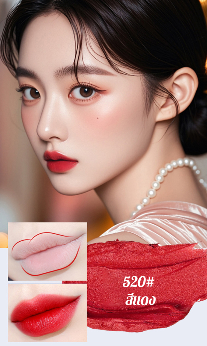 【ถ้วยกันน้ำและไม่ติด】ลิปสติกและดินสอเขียนขอบปากไม่ติดแก้วแบบสองหัว 