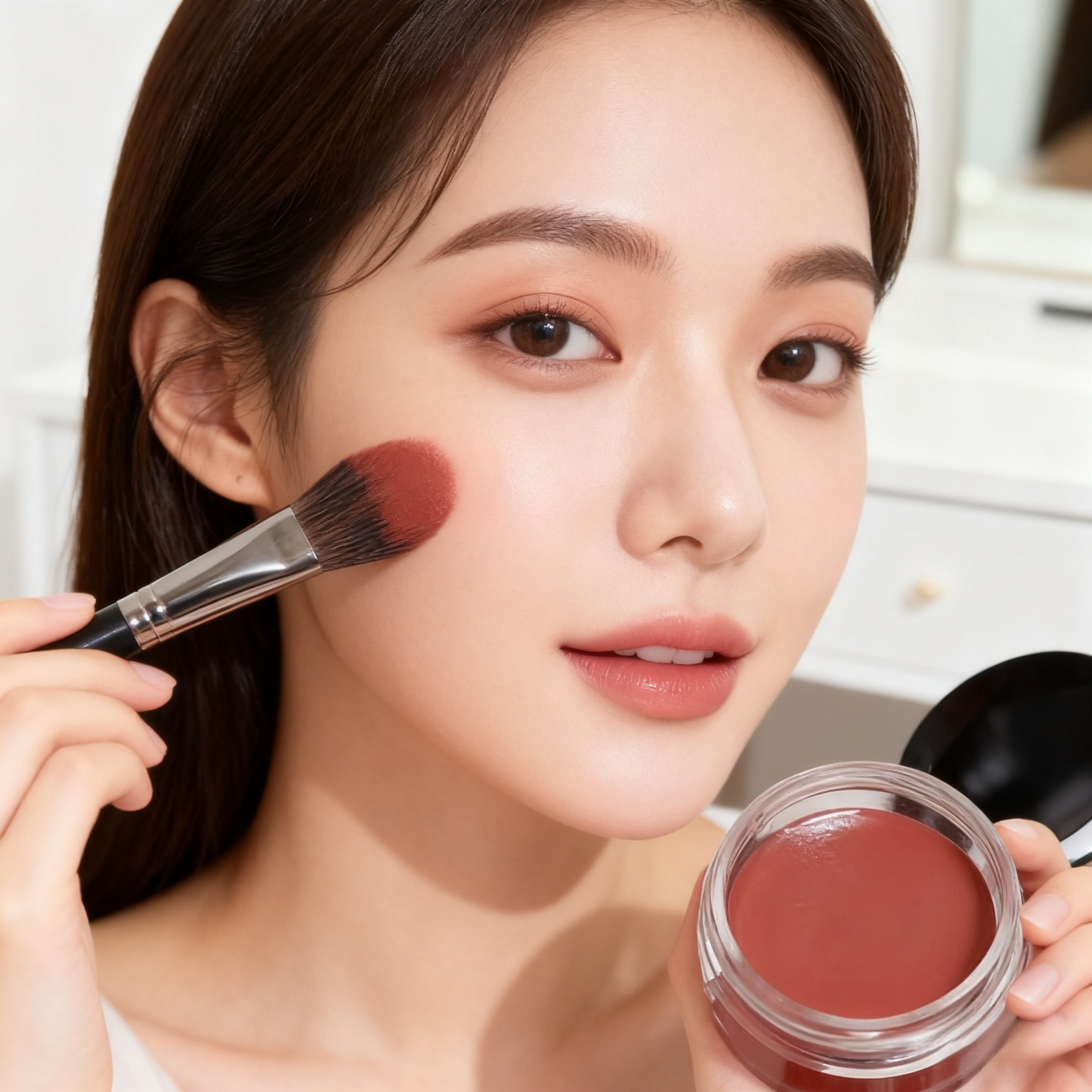 【บลัชออน ไลปาก และคอนทัวร์ หนึ่งผลิตภัณฑ์เดียวครบครัน】ครีมบลัชคอนทัวร์หน้าอเนกประสงค์