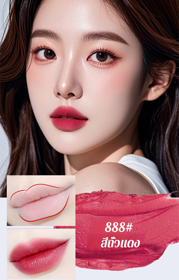 【ถ้วยกันน้ำและไม่ติด】ลิปสติกและดินสอเขียนขอบปากไม่ติดแก้วแบบสองหัว 
