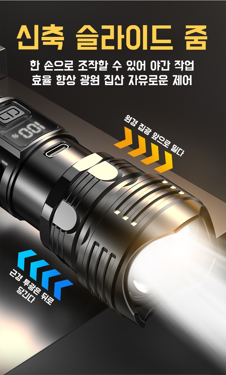충전식 망원 랜턴의 사용 예시