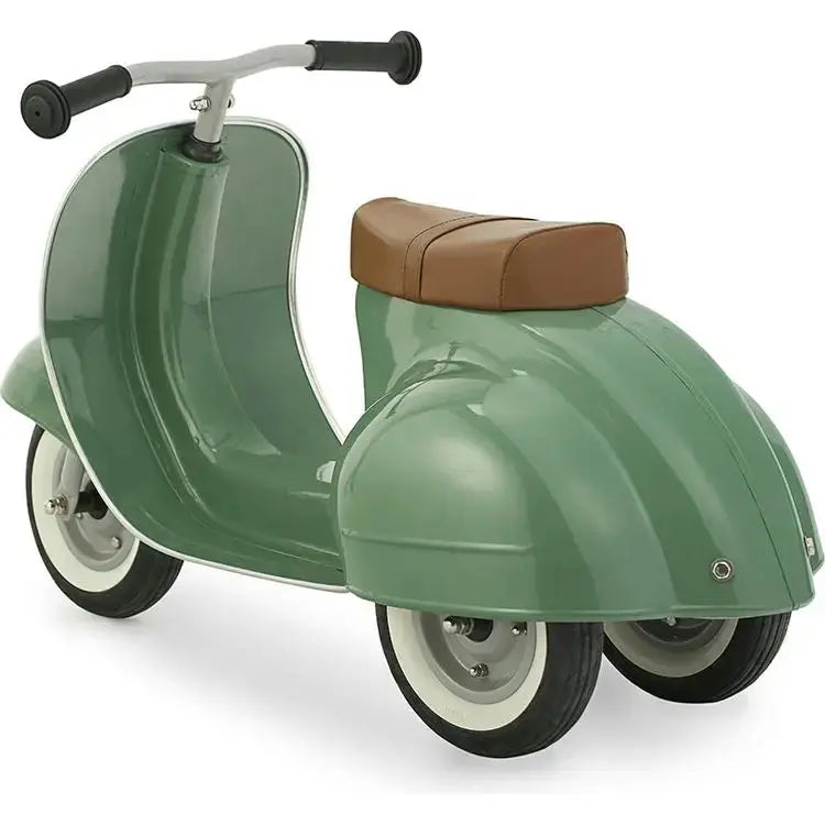 Primo Sierra 可騎乘嬰兒車-奶油色/綠色和棕色座椅 Ambosstoys