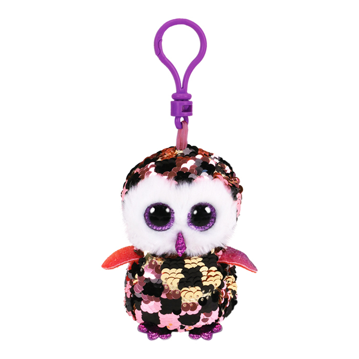 閃片粉黑貓頭鷹查克斯 - 鎖匙扣-TY-Eurekakids