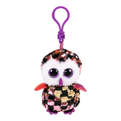 閃片粉黑貓頭鷹查克斯 - 鎖匙扣-TY-Eurekakids