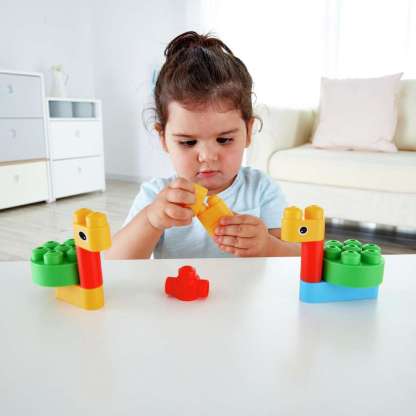 Poly M 鳥類 & 野獸積木套裝 (13pcs) | 材質柔韌無尖角，讓孩子安心抓握與拼砌 | 適合 1.5 歲+