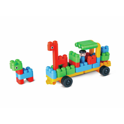 Poly M Zoo Keeper ’n’ Cars 軟積木 - 動物園管理員和汽車 (40pcs) | 材質柔韌無尖角，讓孩子安心抓握與拼砌 | 適合 18 個月+