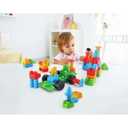 Poly M Creative City Kit 軟積木 - 創意城市套件 (49件) | 材質柔韌無尖角，讓孩子安心抓握與拼砌 | 適合 1.5－5 歲