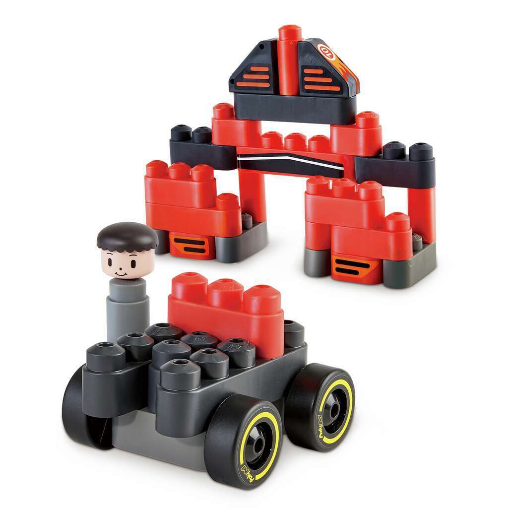 Poly M 賽車積木套裝 (31pcs) | 材質柔韌無尖角，讓孩子安心抓握與拼砌 | 適合 2 歲+
