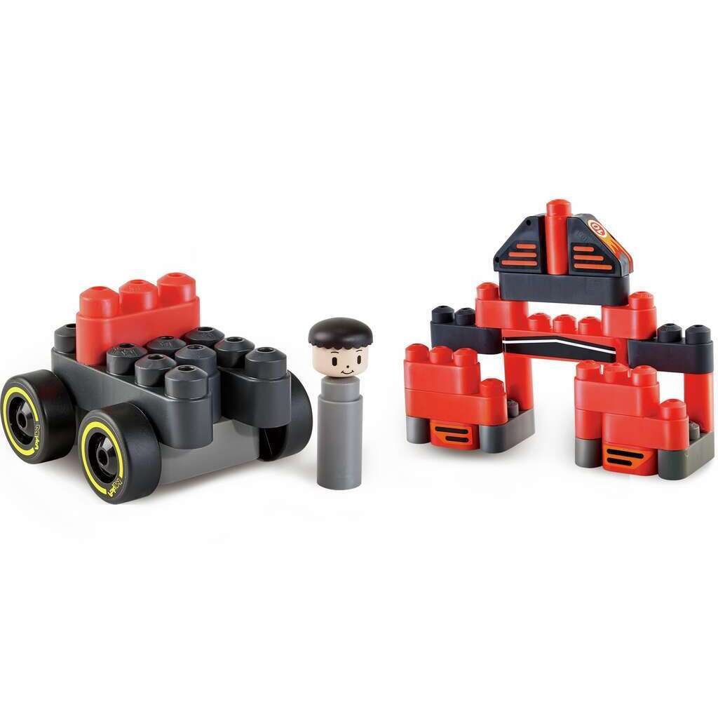 Poly M 賽車積木套裝 (31pcs) | 材質柔韌無尖角，讓孩子安心抓握與拼砌 | 適合 2 歲+