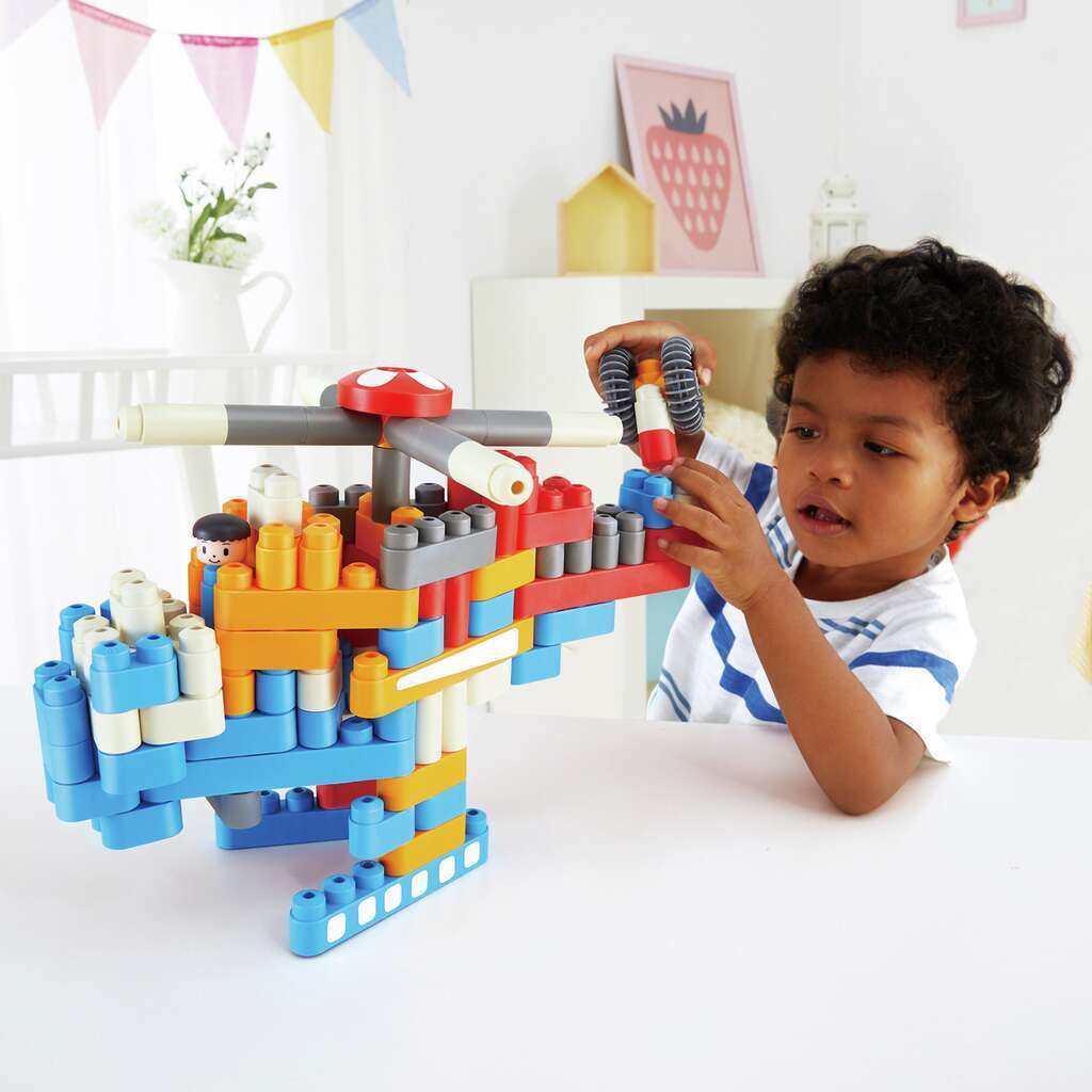 Poly M City Airport 都市機場積木套裝 (142pcs) | 材質柔韌無尖角，讓孩子安心抓握與拼砌 | 適合 2 歲+