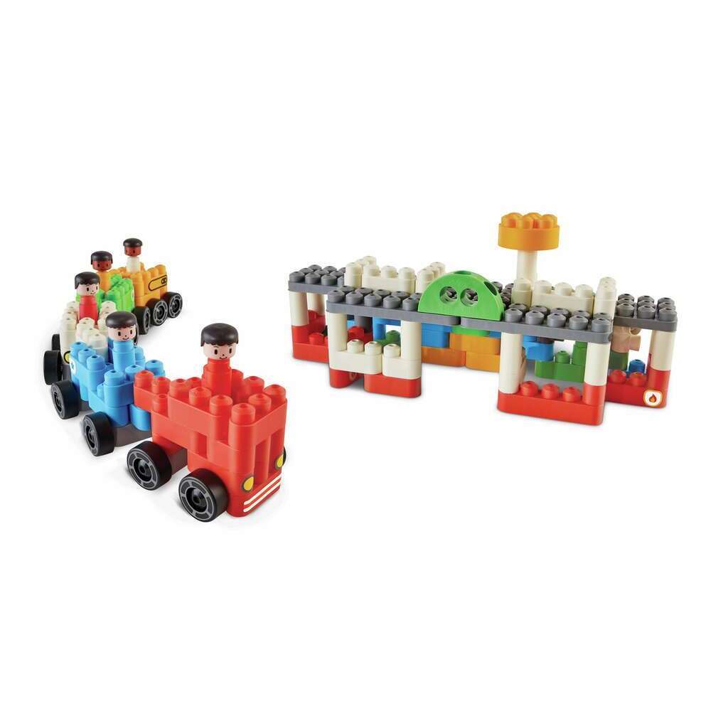 Poly M City Vehicles 都市交通工具積木套裝 (130pcs) | 材質柔韌無尖角，讓孩子安心抓握與拼砌 | 適合 2 歲+