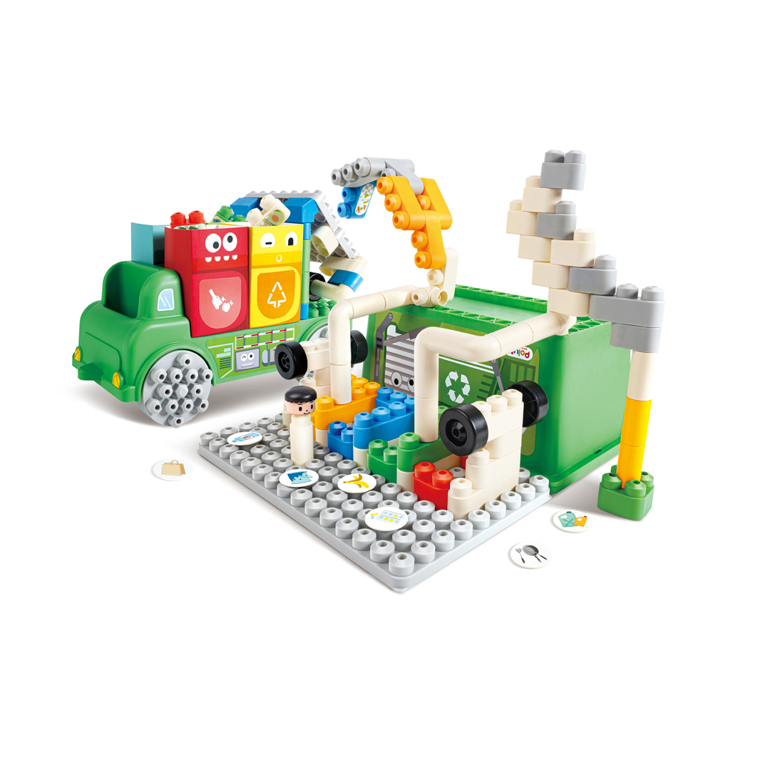 垃圾分類卡車積木套裝-PolyM-Eurekakids