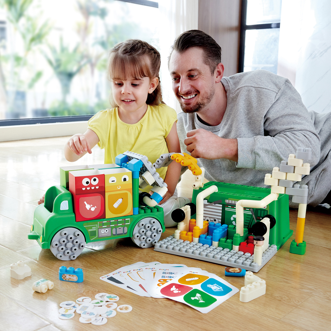 垃圾分類卡車積木套裝-PolyM-Eurekakids