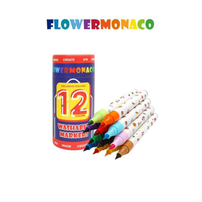 水洗水彩筆12色 | Washable Markers 12color-Flower Monaco-Eurekakids