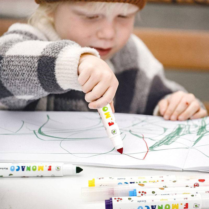 錐頭水彩筆12色 | Taper Head Washable Markers 12 color-Flower Monaco-Eurekakids