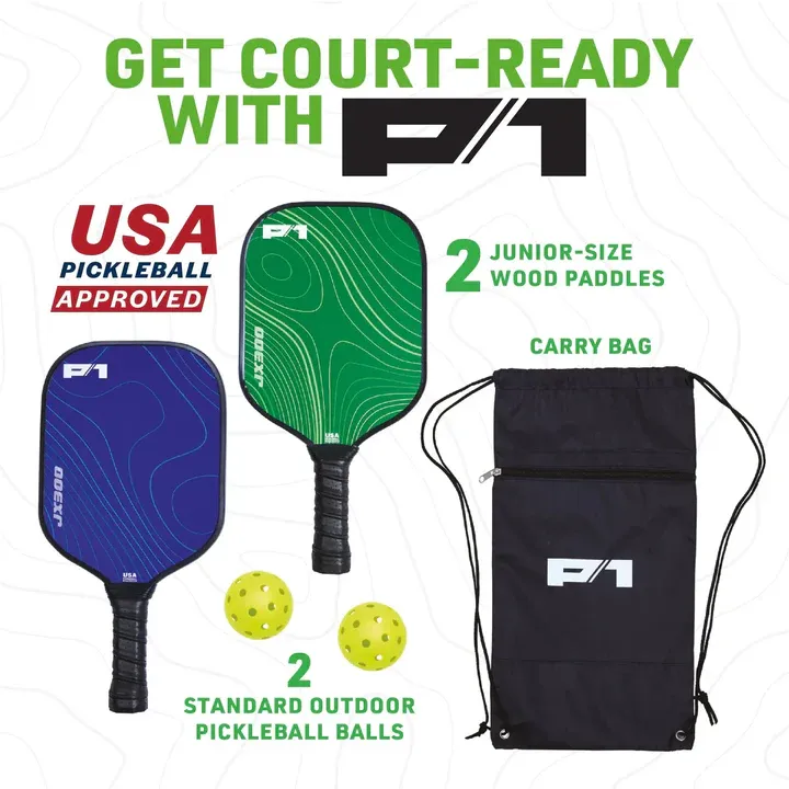 Hape Pickleball Starter Kit 匹克球入門套件 - 球拍 x2、匹克球 x1 & 抽繩收納袋 (3歲以上)