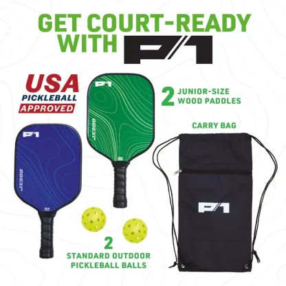 Hape Pickleball Starter Kit 匹克球入門套件 - 球拍 x2、匹克球 x1 & 抽繩收納袋 (3歲以上)