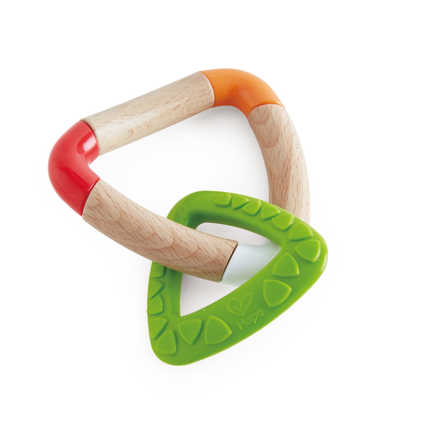 HAPE 嬰兒手握三角形牙膠進行口腔探索和小手肌訓練