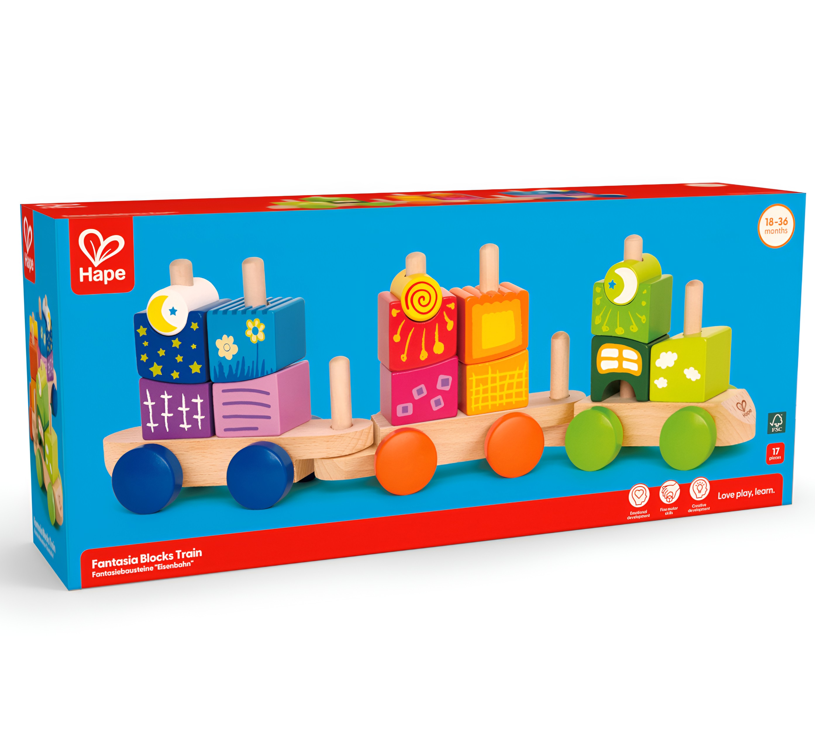 環保木製積木玩具，配有迷人彩虹圖案設計