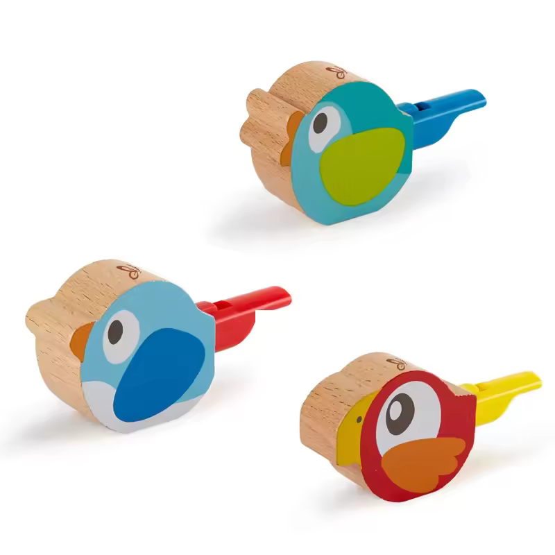 天然木材製作的可愛鳥形哨子展示產品細節