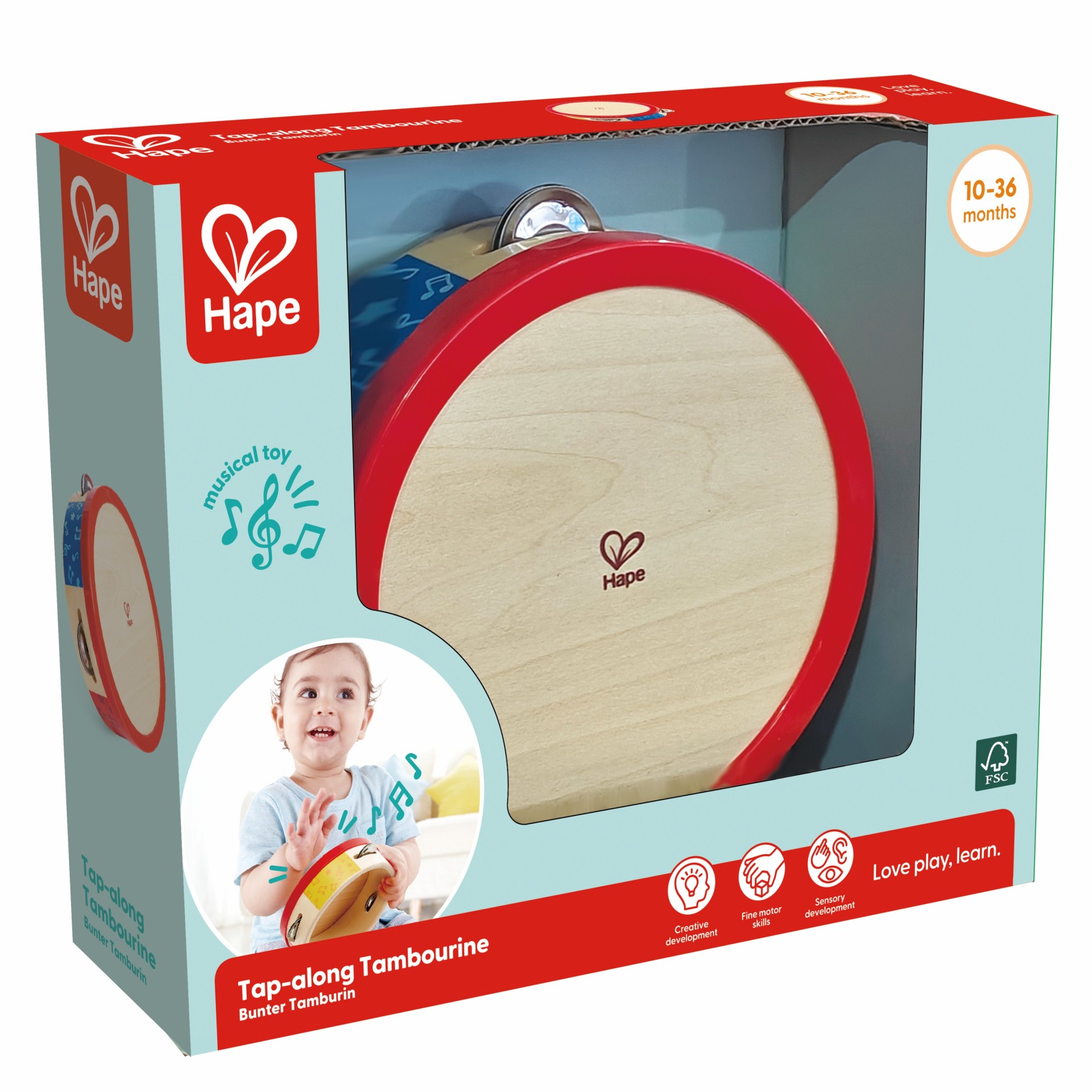 Hape 律動鈴鼓丨發展技能丨感官知覺丨1-2歲