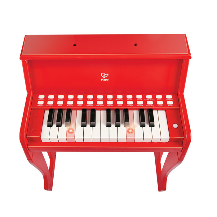 多功能燈光教學鋼琴-紅色(增高版)-HAPE-Eurekakids