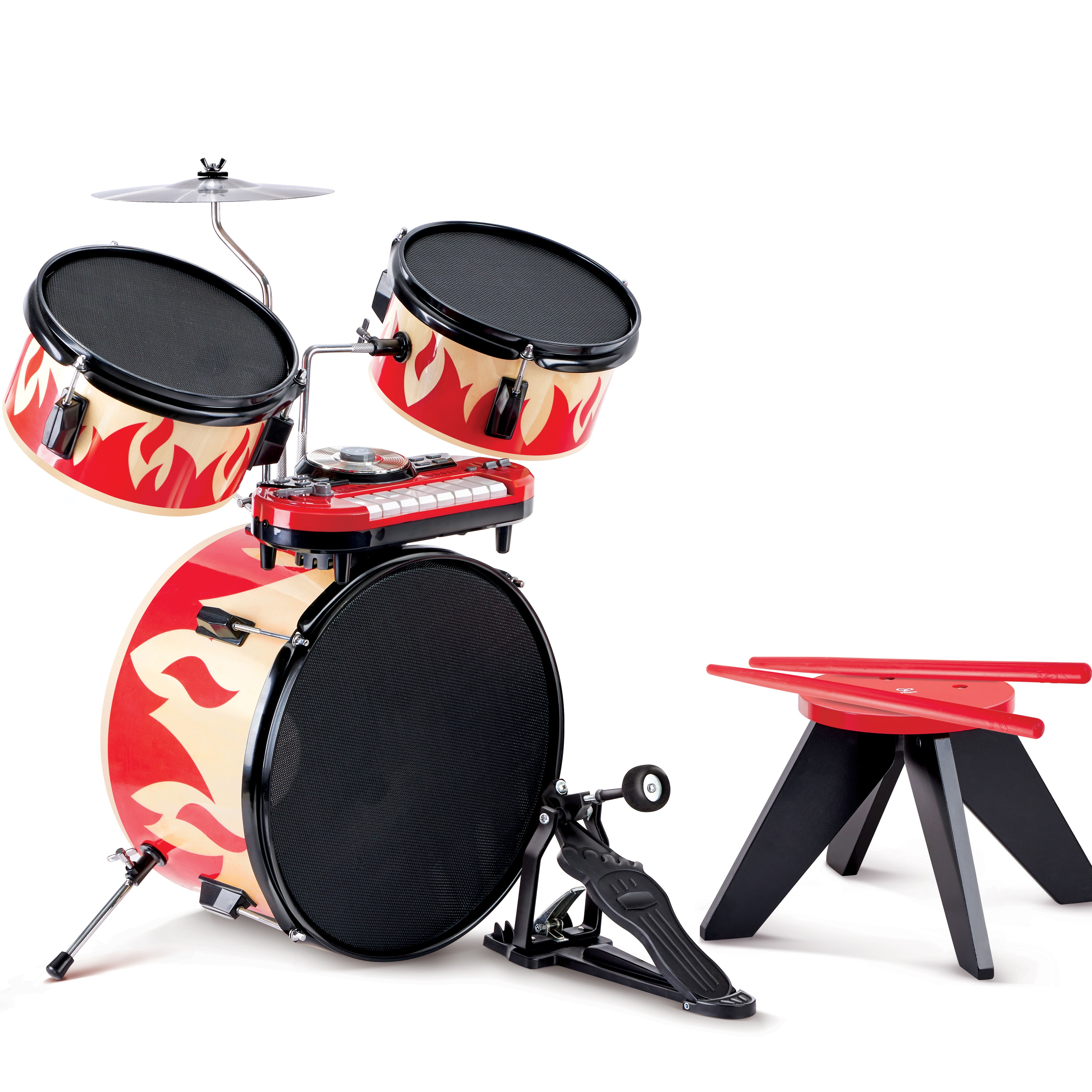 親子共同操作音樂玩具進行互動遊戲增進手眼協調