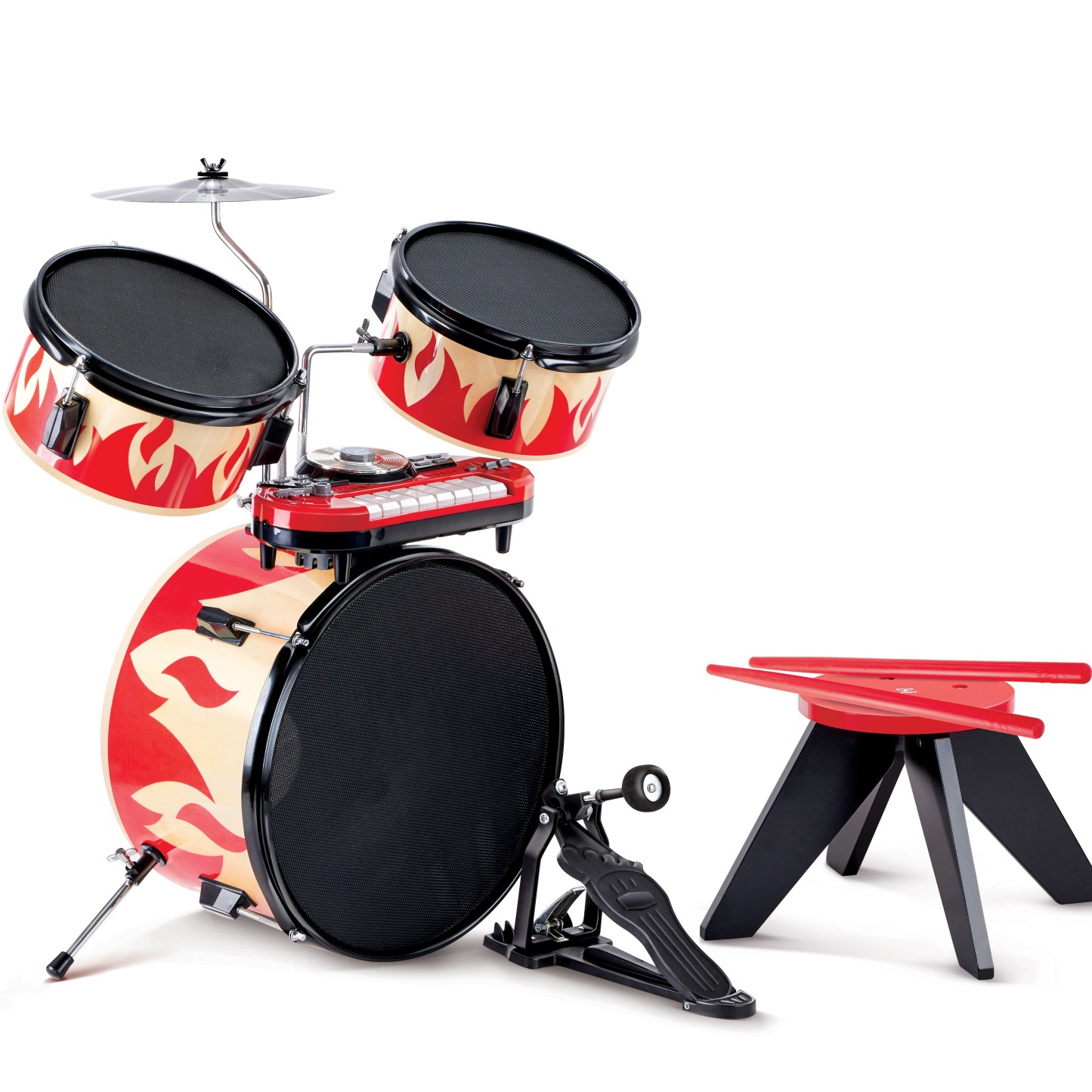 親子共同操作音樂玩具進行互動遊戲增進手眼協調