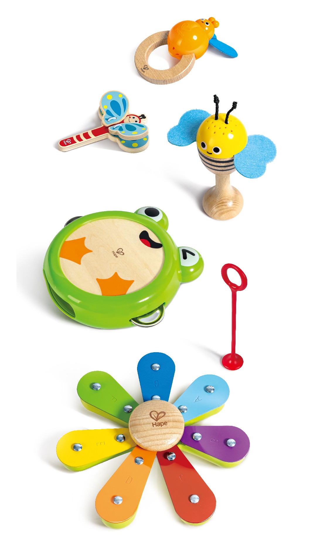 兒童音樂打擊樂器套裝，含五種自然主題樂器適合幼兒音樂啟蒙