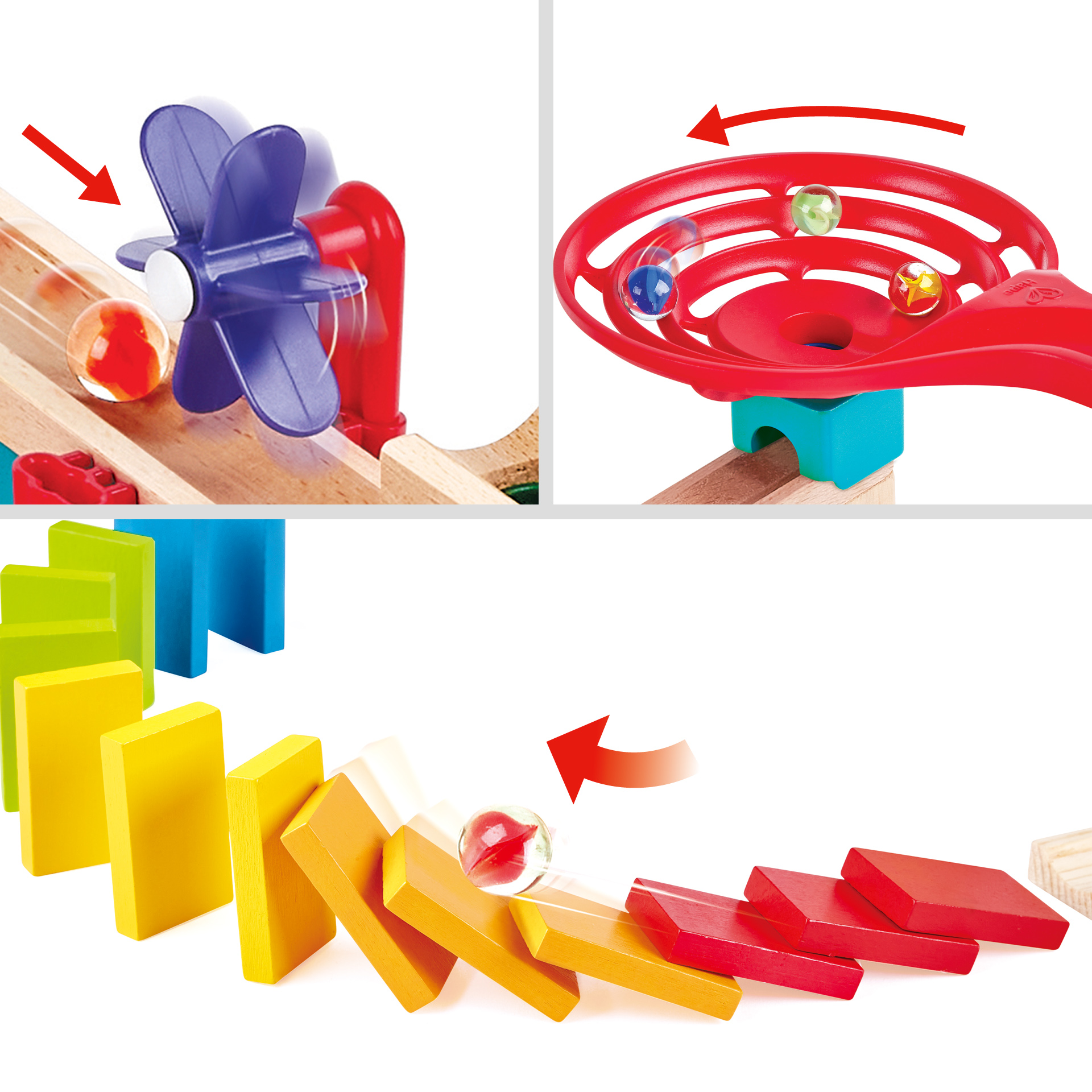 多件式木製軌道積木組件展示及配件配置