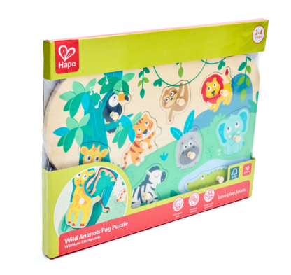 Hape Wild Animals Peg Puzzle (2 歲到4歲)