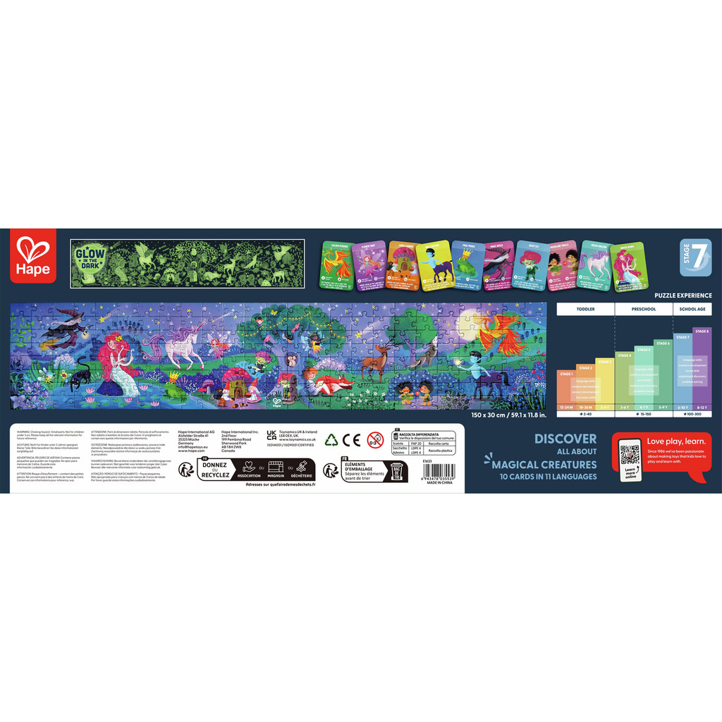 Hape 夜光拼圖 200片 - 魔法森林 | 培養專注力、記憶力和解決問題的能力 (從6歲起)