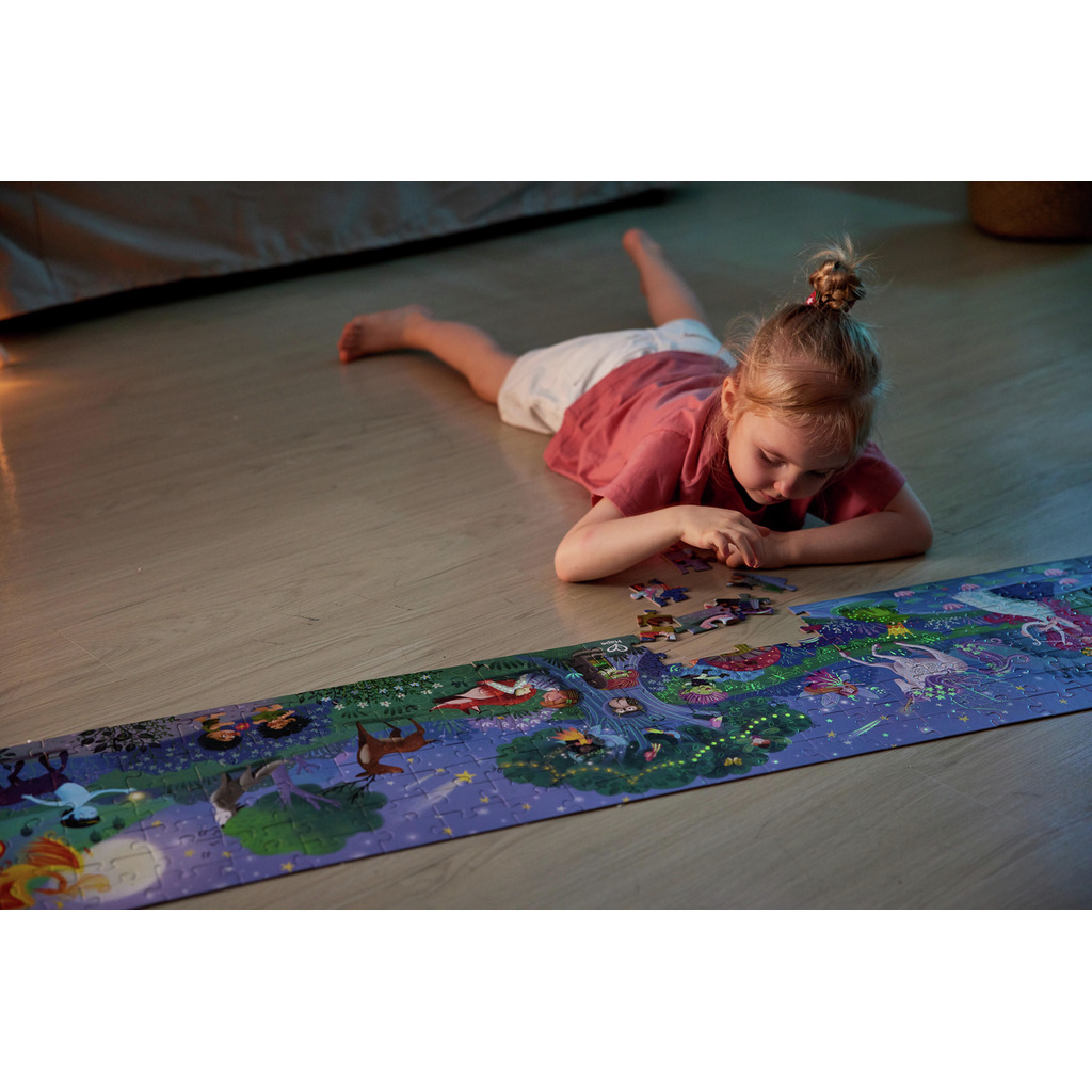 Hape 夜光拼圖 200片 - 魔法森林 | 培養專注力、記憶力和解決問題的能力 (從6歲起)